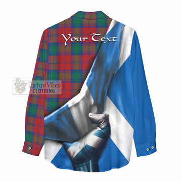 Auchinleck (Affleck) Tartan Women's Casual Shirt with Family Crest Scotland Patriotic Style - Tartan Vibes Clothing