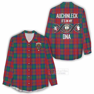 Auchinleck (Affleck) Tartan Women's Casual Shirt with Family Crest DNA In Me Style - Tartan Vibes Clothing