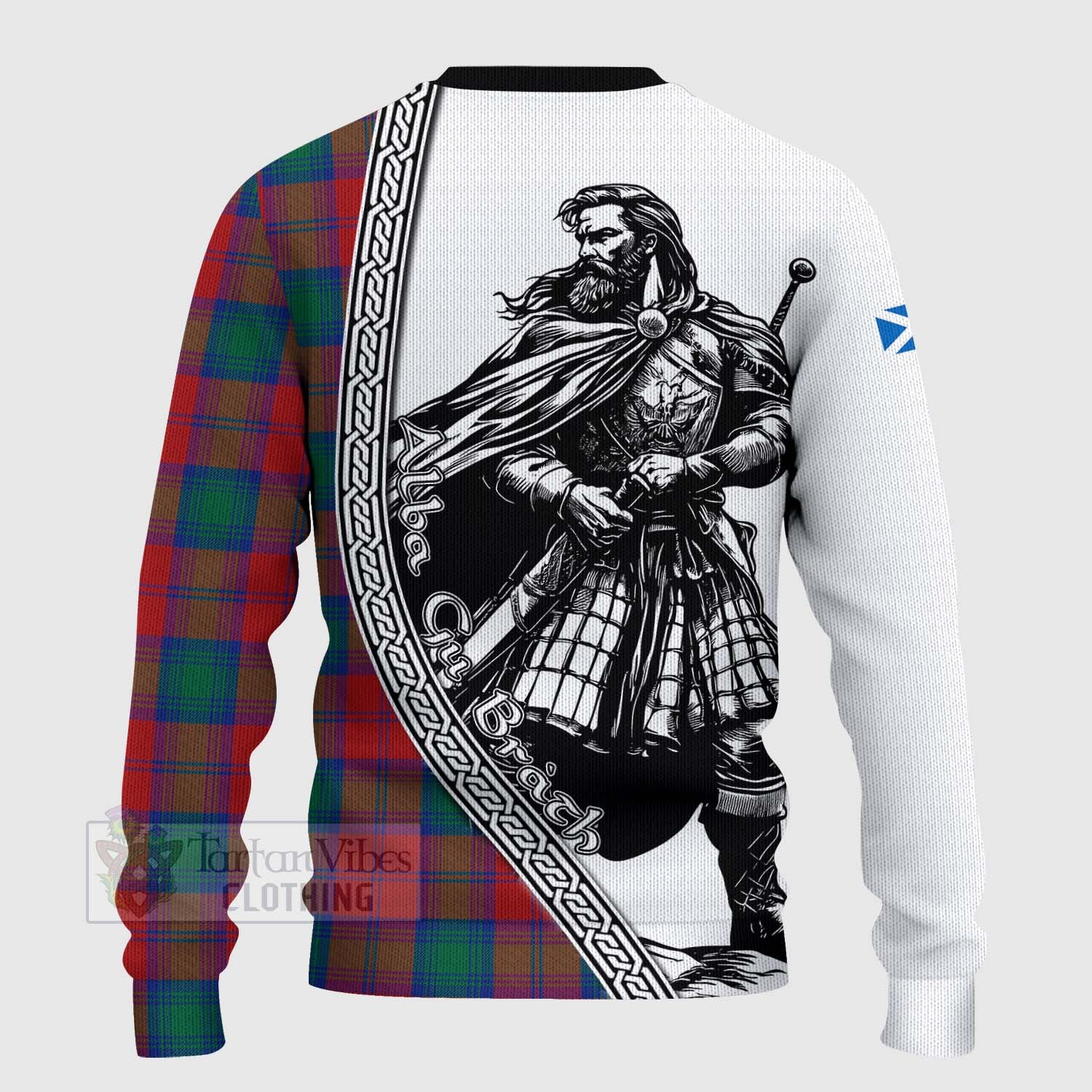 Auchinleck (Affleck) Tartan Clan Crest Knitted Sweater with Highlander Warrior Celtic Style - Tartan Vibes Clothing