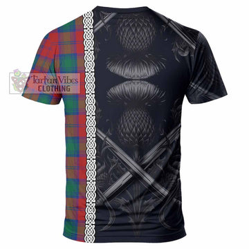 Auchinleck (Affleck) Tartan T-Shirt with Family Crest Cross Sword Thistle Celtic Vibes - Tartan Vibes Clothing