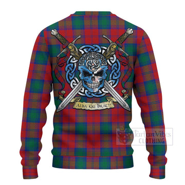 Auchinleck (Affleck) Tartan Ugly Sweater with Family Crest Celtic Skull Style - Tartan Vibes Clothing