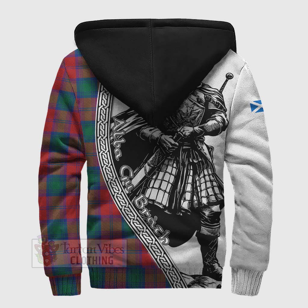 Auchinleck (Affleck) Tartan Clan Crest Sherpa Hoodie with Highlander Warrior Celtic Style - Tartan Vibes Clothing