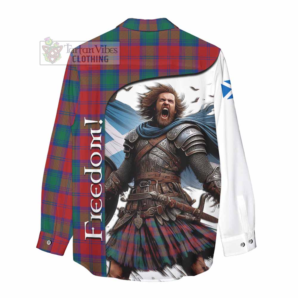 Tartan Vibes Clothing Auchinleck (Affleck) Crest Tartan Women's Casual Shirt Inspired by the Freedom of Scottish Warrior