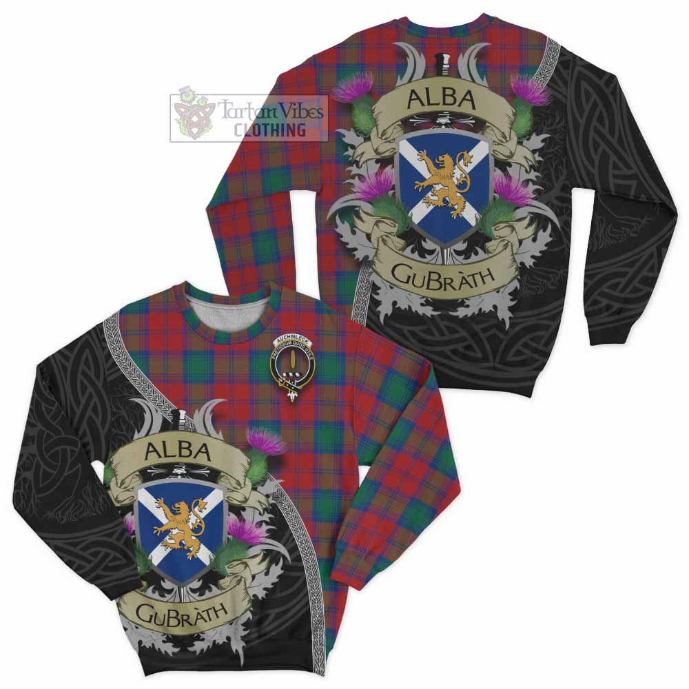 Auchinleck (Affleck) Tartan Family Crest Sweatshirt Lion Rampant Royal Thistle Shield Celtic Inspired - Tartan Vibes Clothing