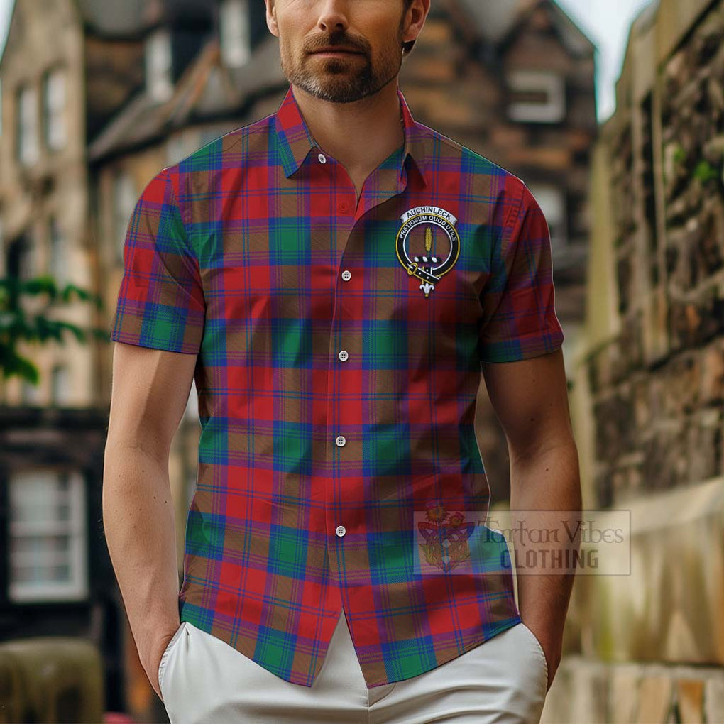 Auchinleck (Affleck) Tartan Hawaiian Shirt with Family Crest Celtic Skull Style - Tartan Vibes Clothing