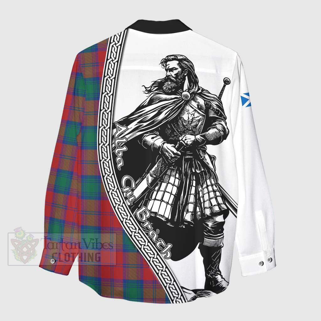 Auchinleck (Affleck) Tartan Clan Crest Women's Casual Shirt with Highlander Warrior Celtic Style - Tartan Vibes Clothing