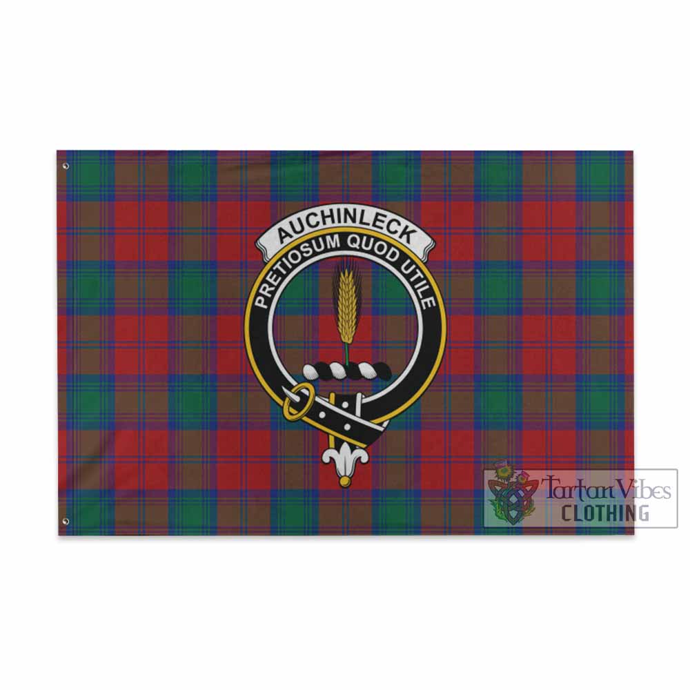 Tartan Vibes Clothing Auchinleck (Affleck) Tartan House Flag with Family Crest