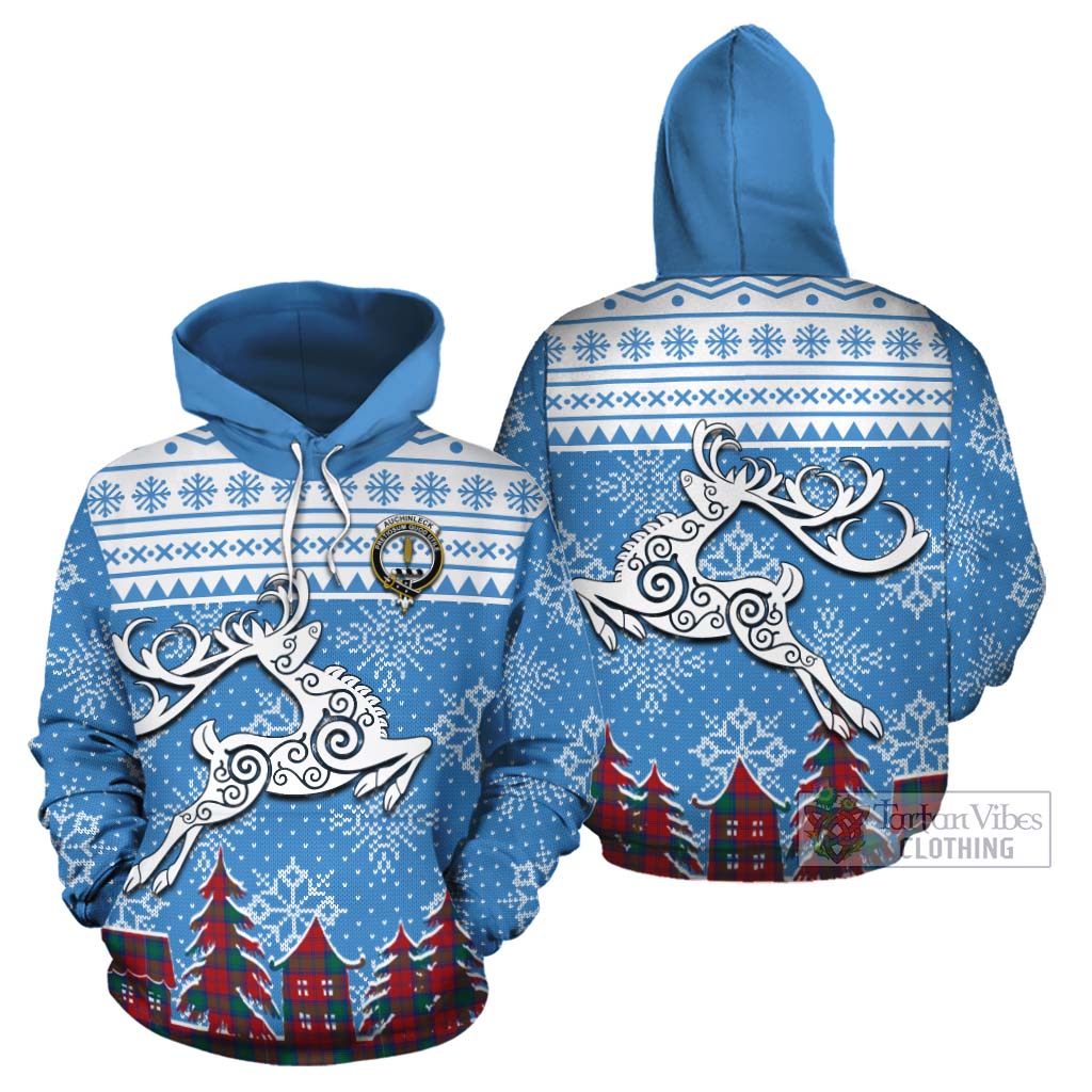 Tartan Vibes Clothing Auchinleck (Affleck) Clan Christmas Cotton Hoodie Celtic Reindeer Style