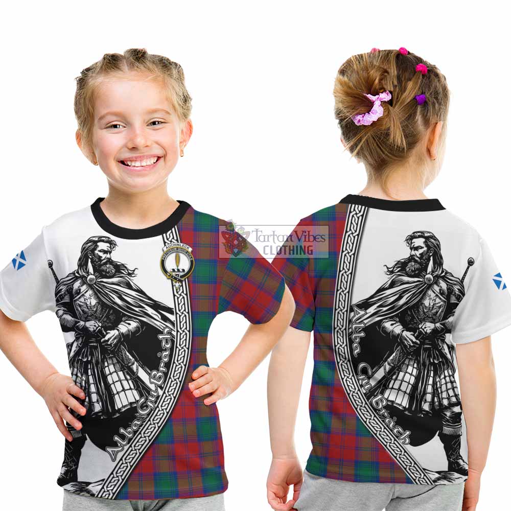 Auchinleck (Affleck) Tartan Clan Crest Kid T-Shirt with Highlander Warrior Celtic Style - Tartan Vibes Clothing