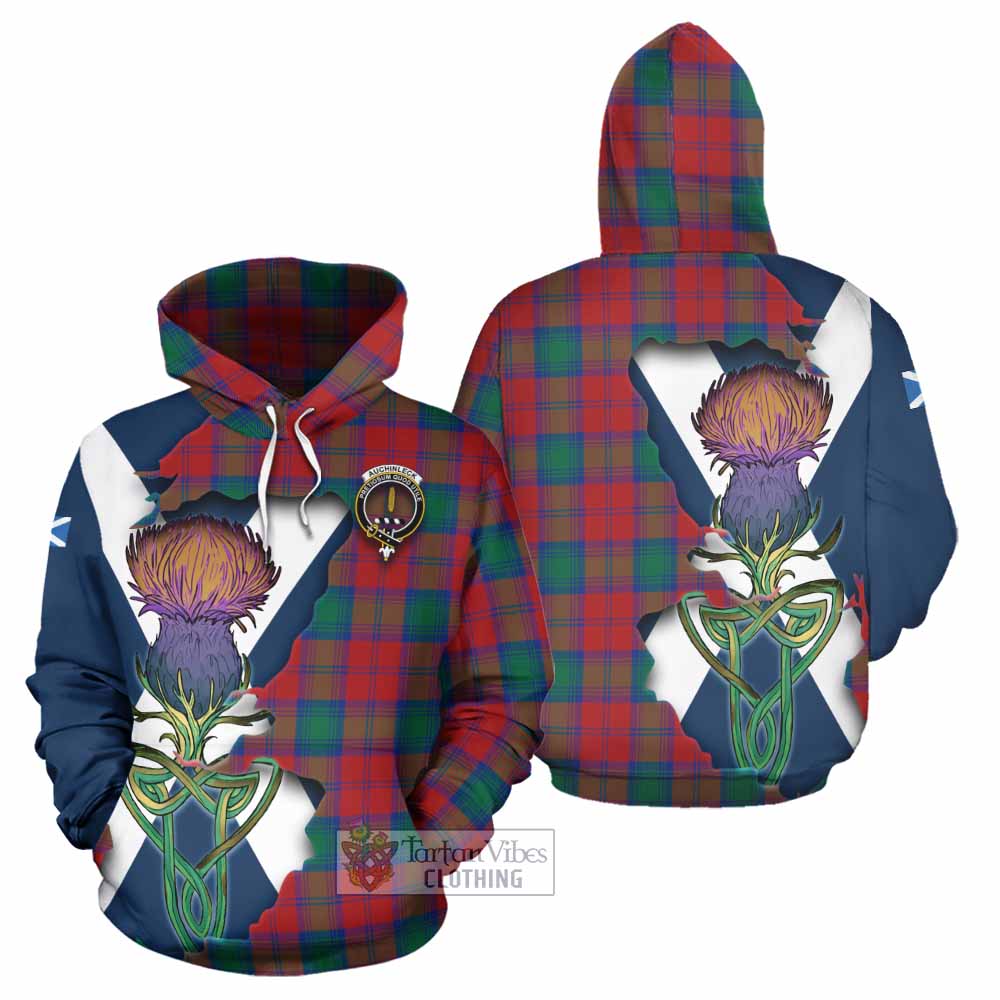 Tartan Vibes Clothing Auchinleck (Affleck) Tartan Family Crest Hoodie Scottish Thistle Celtic Inspired