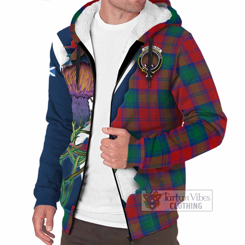 Tartan Vibes Clothing Auchinleck (Affleck) Tartan Family Crest Sherpa Hoodie Scottish Thistle Celtic Inspired