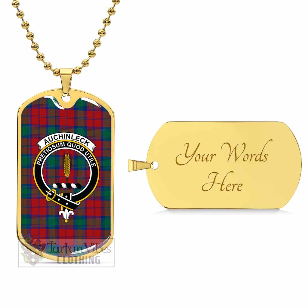 Auchinleck (Affleck) Tartan Dog Tag Necklace with Family Crest Gold Yes - Tartan Vibes Clothing