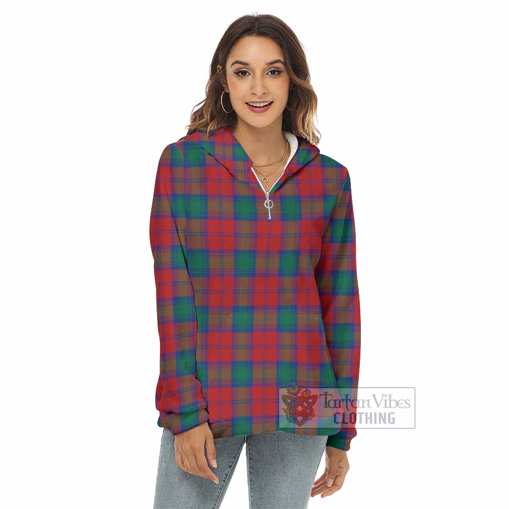 Auchinleck (Affleck) Tartan Women's Borg Fleece Hoodie with Half Zip - Tartan Vibes Clothing