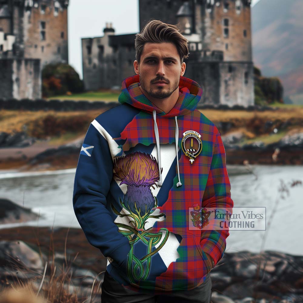 Tartan Vibes Clothing Auchinleck (Affleck) Tartan Family Crest Cotton Hoodie Scottish Thistle Celtic Inspired