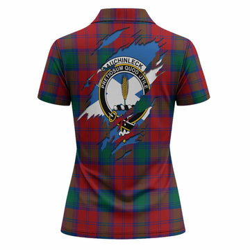 Auchinleck (Affleck) Clan Crest In Me Tartan Women Polo Shirt Scotland Flag Style