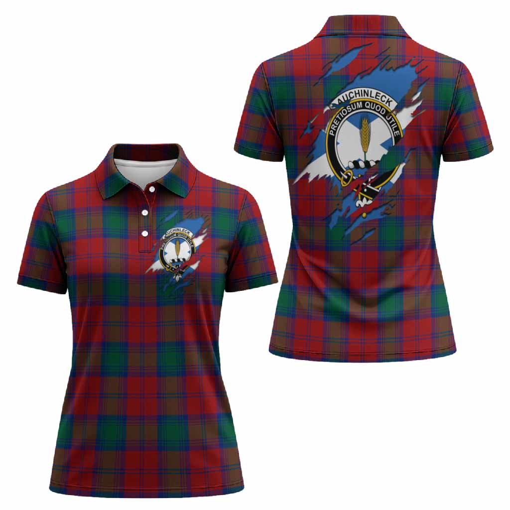 Auchinleck (Affleck) Clan Crest In Me Tartan Women Polo Shirt Scotland Flag Style