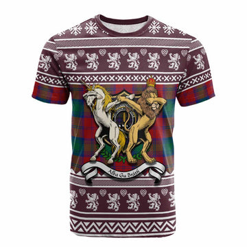 Auchinleck (Affleck) Clan Tartan Crest Christmas Cotton T-shirt Coat of Arms Funny Style