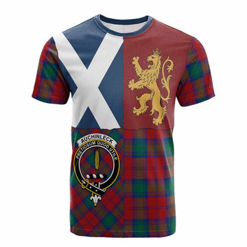 Auchinleck (Affleck) Crest Tartan Cotton T-shirt with Lion Rampant Saltire Style