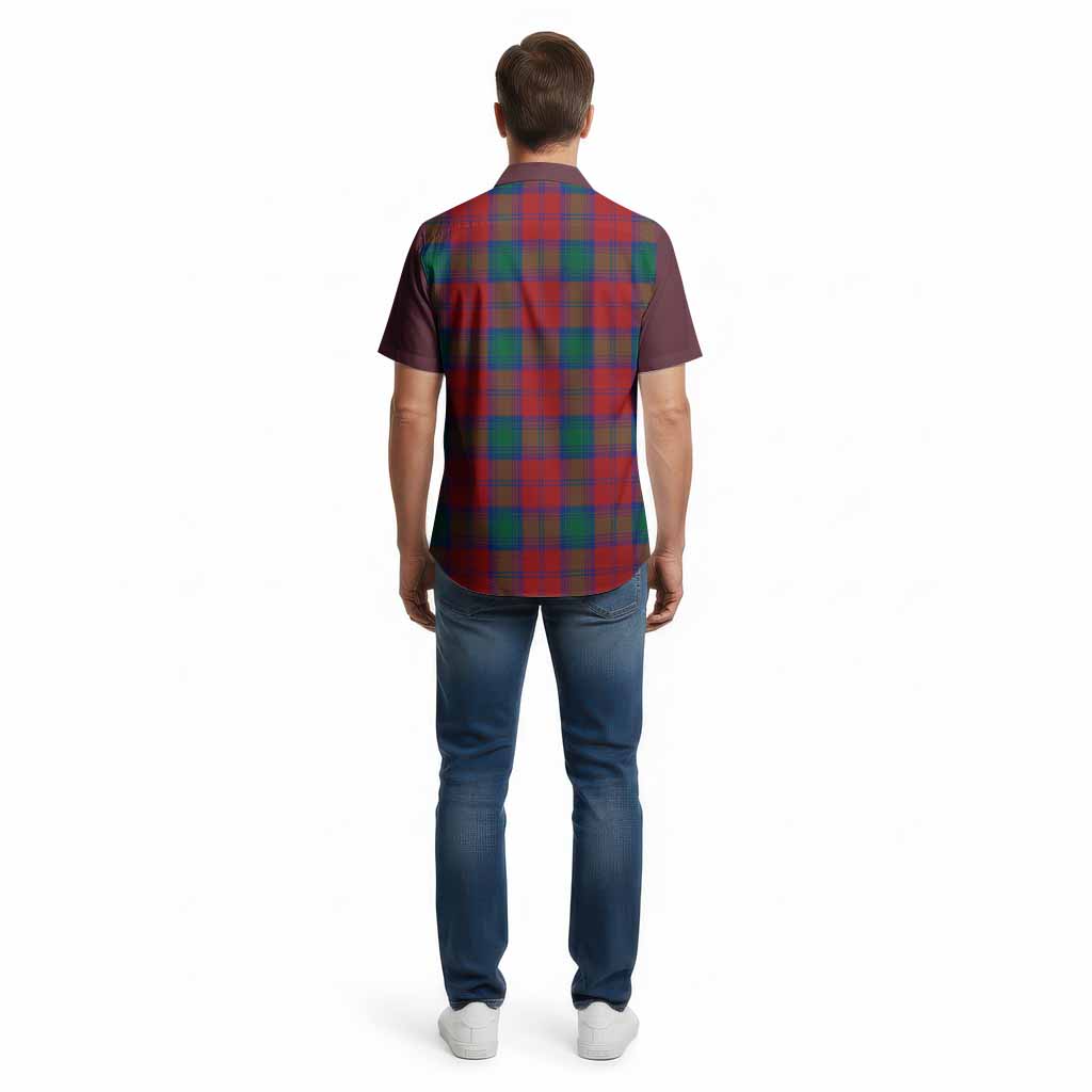 Auchinleck (Affleck) Tartan Accent Cotton Hawaiian Shirt with Family Crest