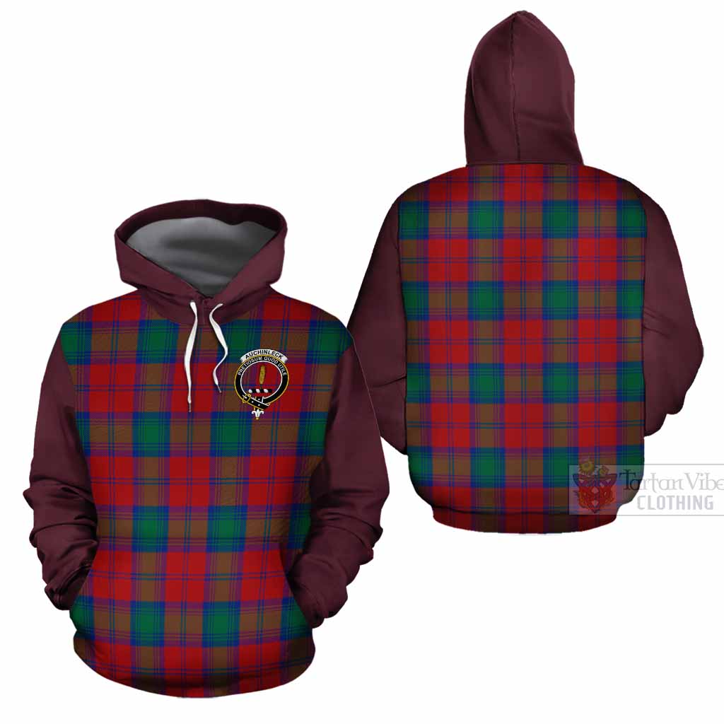 Auchinleck (Affleck) Tartan Accent Cotton Hoodie with Family Crest