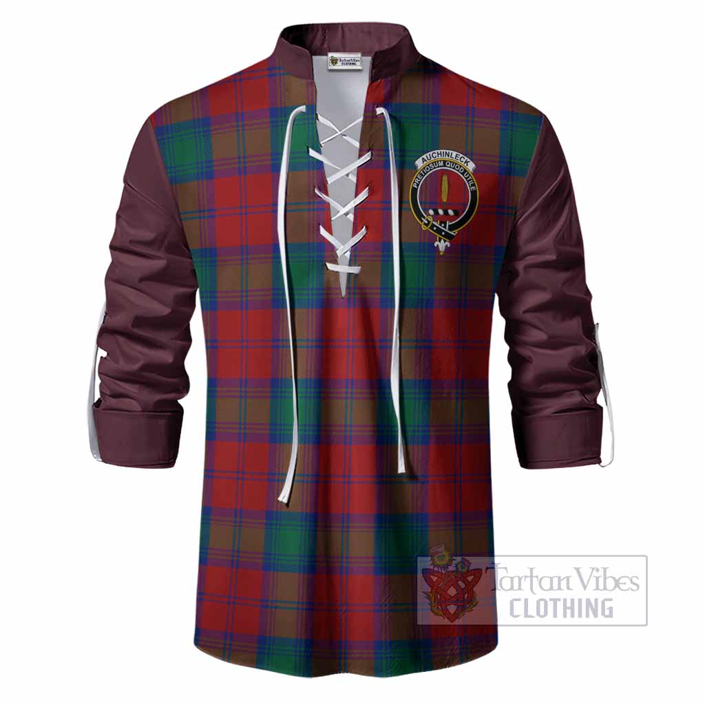 Auchinleck (Affleck) Tartan Accent Ghillie Shirt with Family Crest