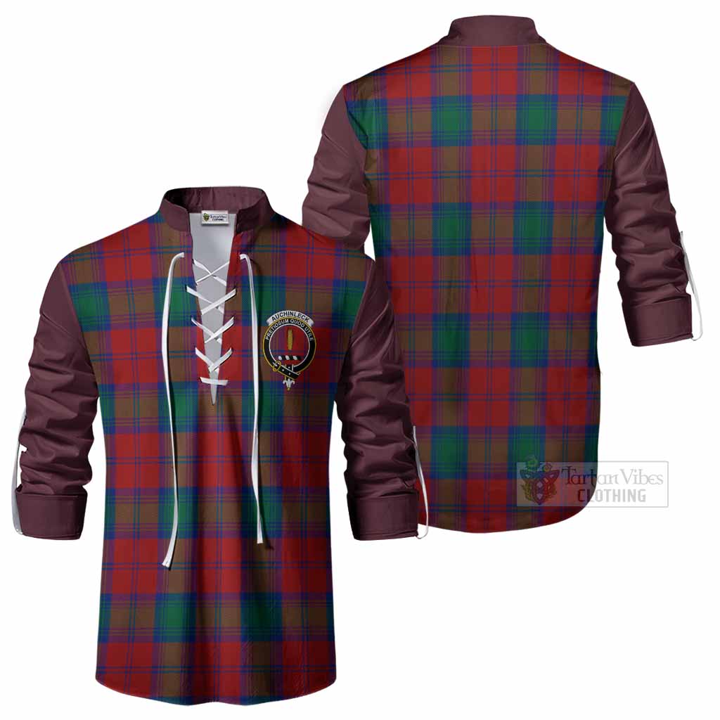 Auchinleck (Affleck) Tartan Accent Ghillie Shirt with Family Crest