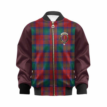 Auchinleck (Affleck) Tartan Accent Kid Bomber Jacket with Family Crest