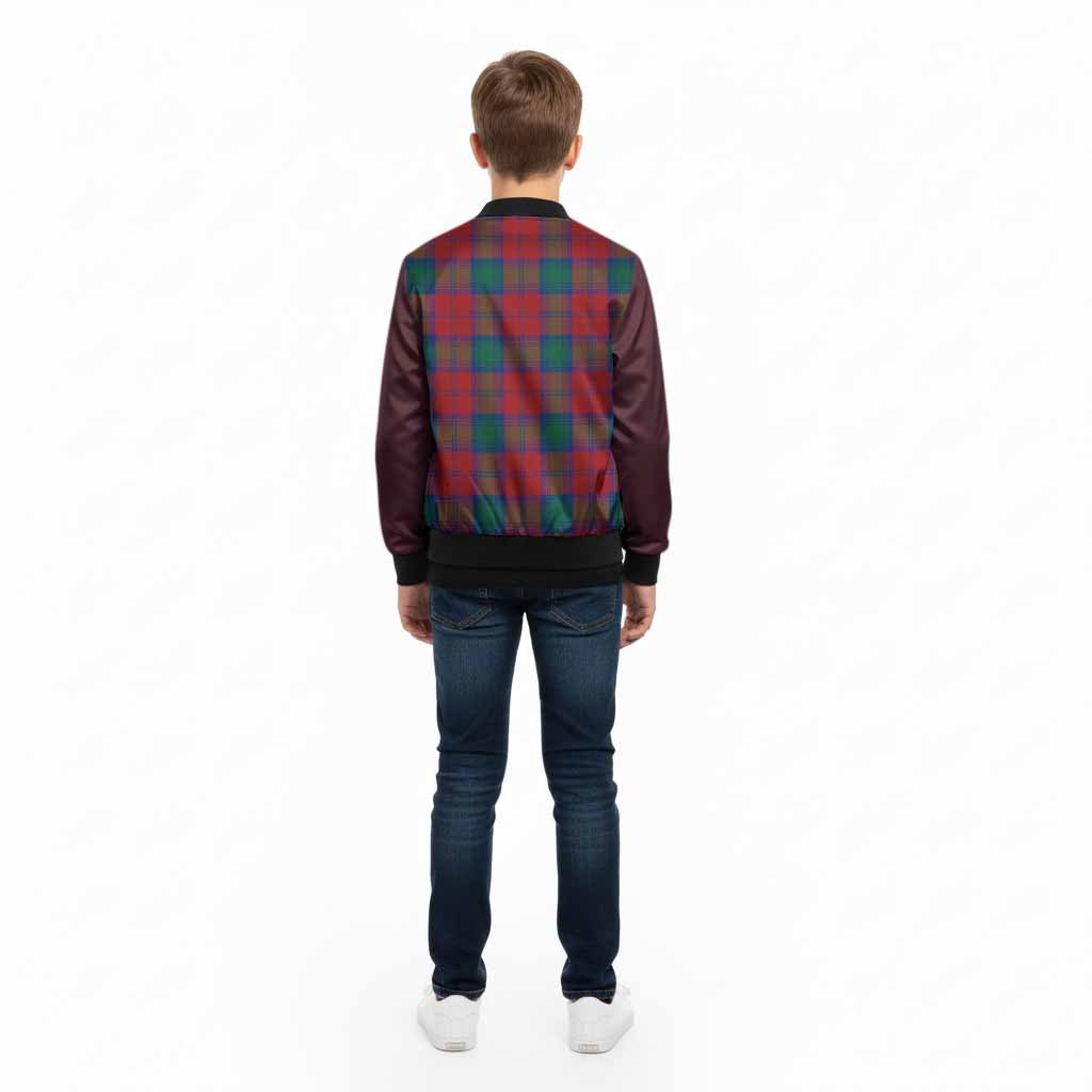 Auchinleck (Affleck) Tartan Accent Kid Bomber Jacket with Family Crest