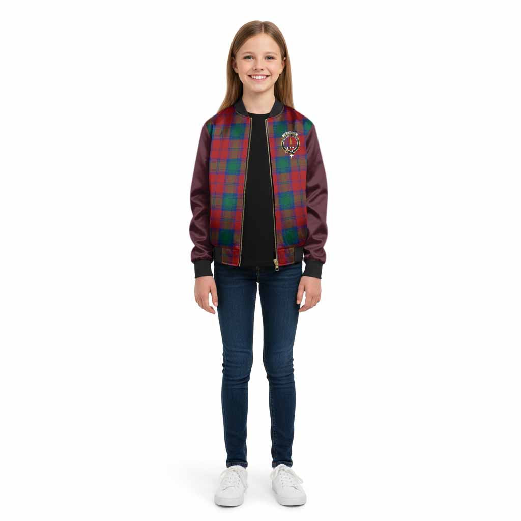Auchinleck (Affleck) Tartan Accent Kid Bomber Jacket with Family Crest