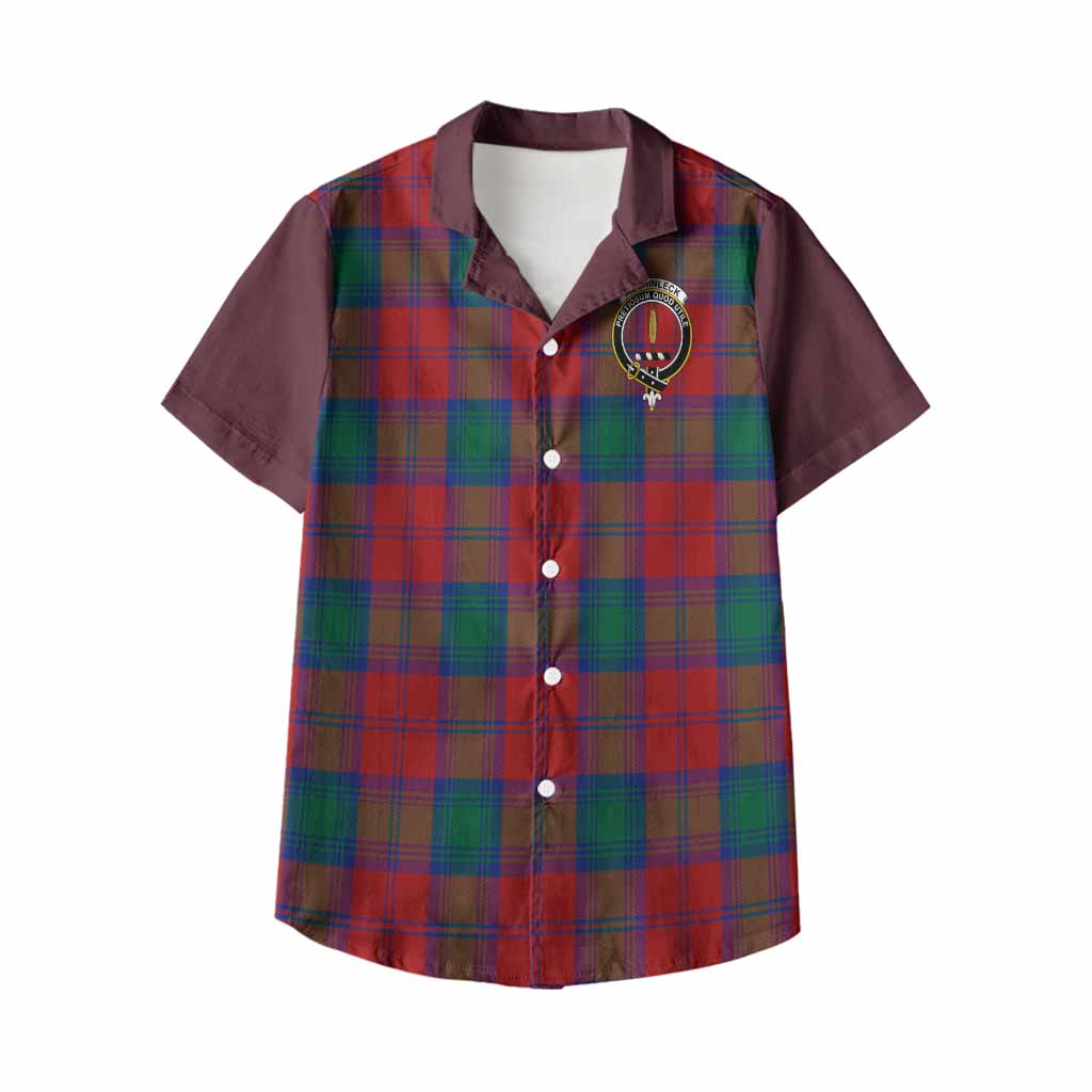 Auchinleck (Affleck) Tartan Accent Kid Hawaiian Shirt with Family Crest