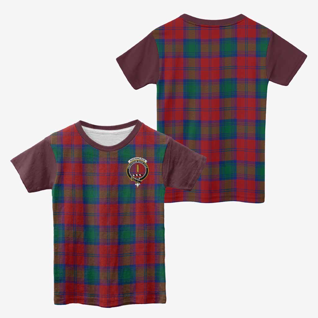 Auchinleck (Affleck) Tartan Accent Kid T-shirt with Family Crest