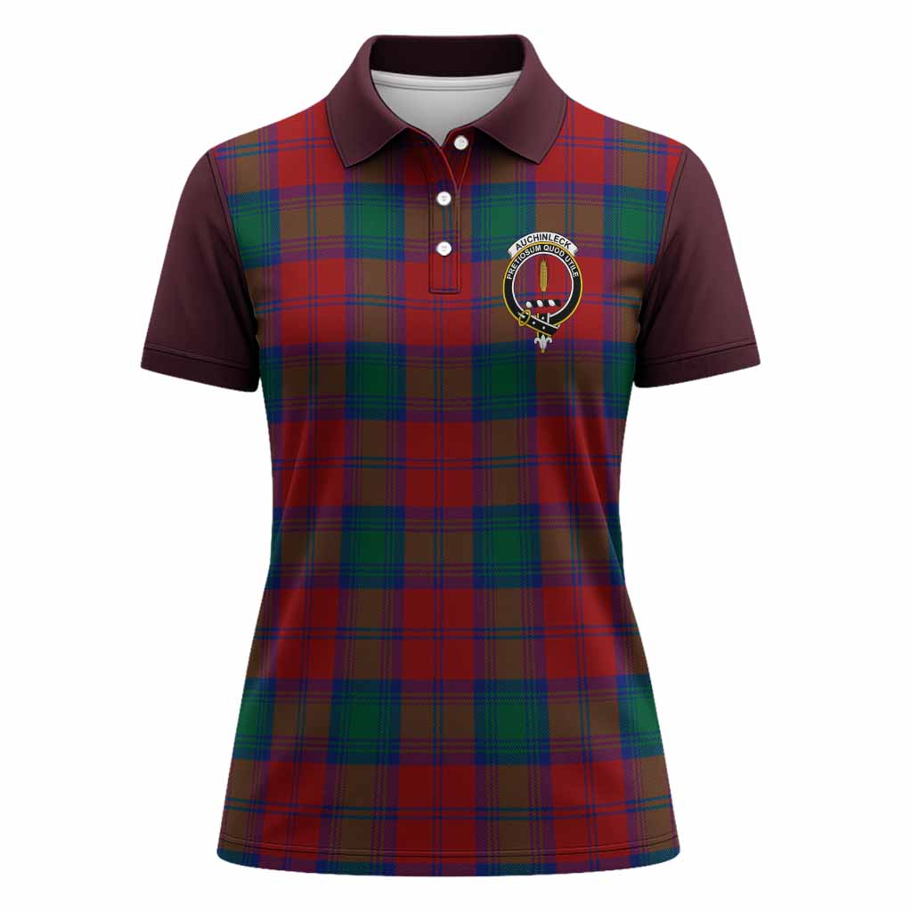 Auchinleck (Affleck) Tartan Accent Women Polo Shirt with Family Crest