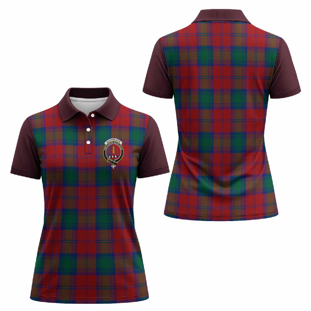 Auchinleck (Affleck) Tartan Accent Women Polo Shirt with Family Crest