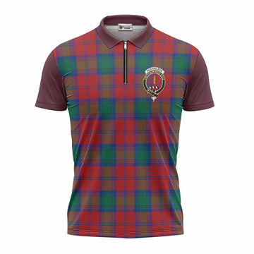 Auchinleck (Affleck) Tartan Accent Zipper Polo Shirt with Family Crest