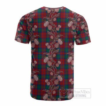 Auchinleck (Affleck) Tartan Cotton T-shirt Seamless Scottish Thistle Flowers