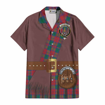 Auchinleck (Affleck) Tartan Crest Cotton Hawaiian Shirt Kilt Costume Style