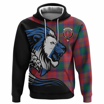 Auchinleck (Affleck) Tartan Crest Hoodie Scottish Golden Lions Wave Flow