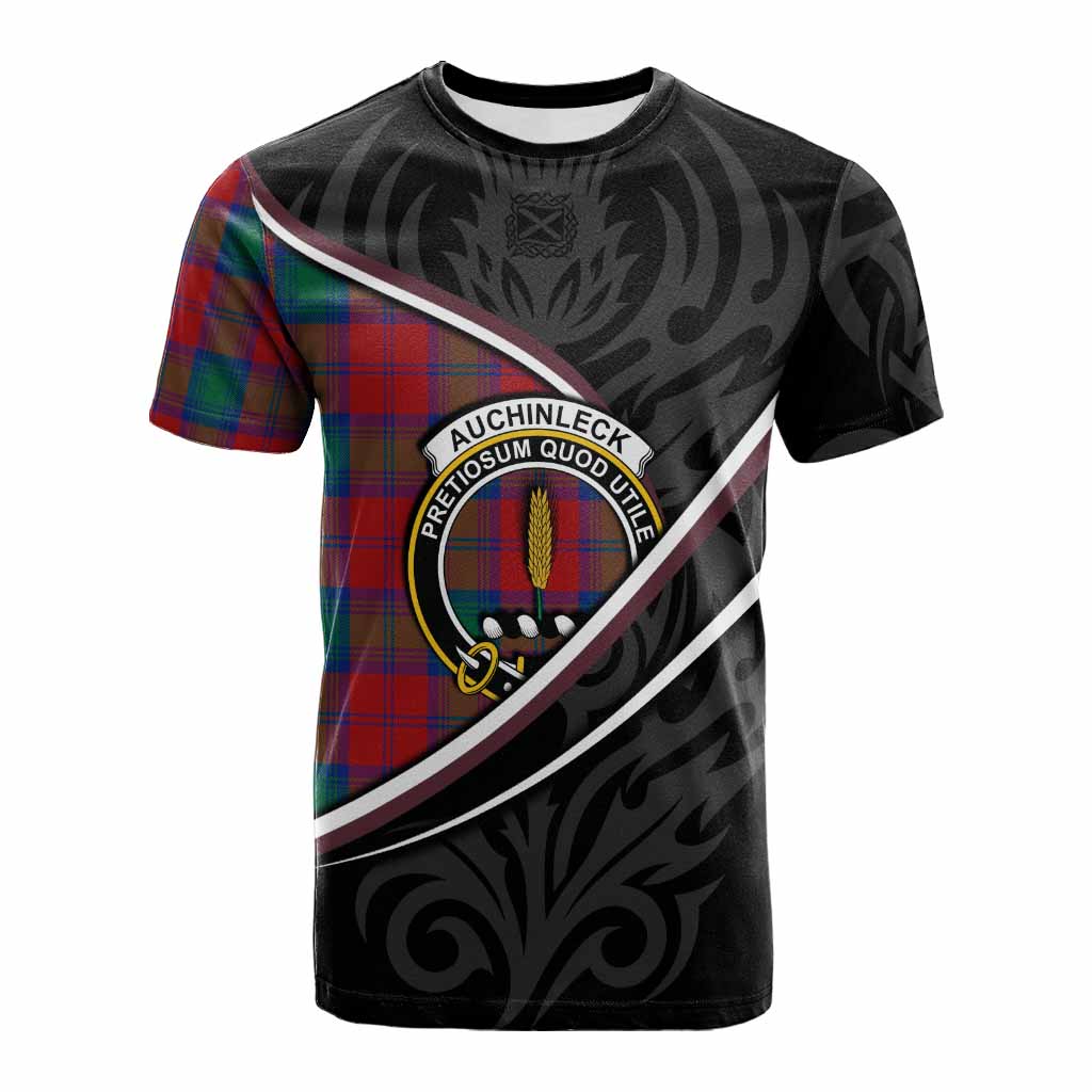 Auchinleck (Affleck) Tartan Family Crest Cotton T-shirt Celtic Scottish Thistle Floral - Tartan Vibes Clothing