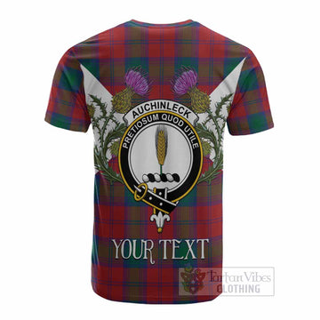 Auchinleck (Affleck) Tartan Family Crest Cotton T-shirt Scottish Burns Night Thistle Floral