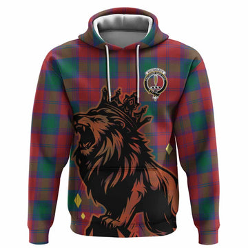 Auchinleck (Affleck) Tartan Family Crest Hoodie Crowned Lion Roaring