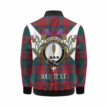 Auchinleck (Affleck) Tartan Family Crest Kid Bomber Jacket Scottish Burns Night Thistle Floral