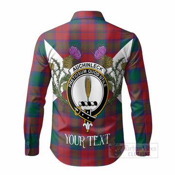 Auchinleck (Affleck) Tartan Family Crest Long Sleeve Button Shirts Scottish Burns Night Thistle Floral