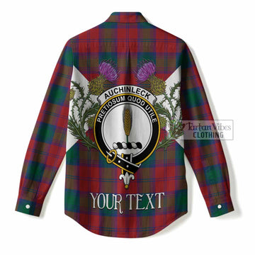 Auchinleck (Affleck) Tartan Family Crest Women Casual Shirt Scottish Burns Night Thistle Floral