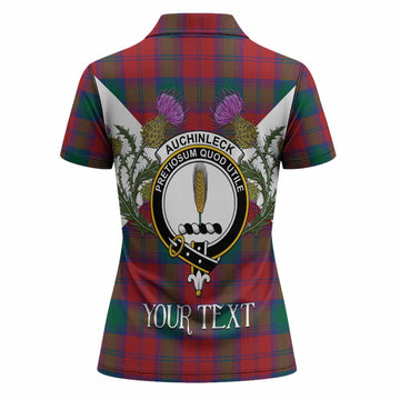 Auchinleck (Affleck) Tartan Family Crest Women Polo Shirt Scottish Burns Night Thistle Floral