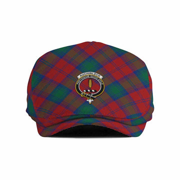 Auchinleck (Affleck) Tartan Flat Cap, Jeff Cap Cross Style with Family Crest
