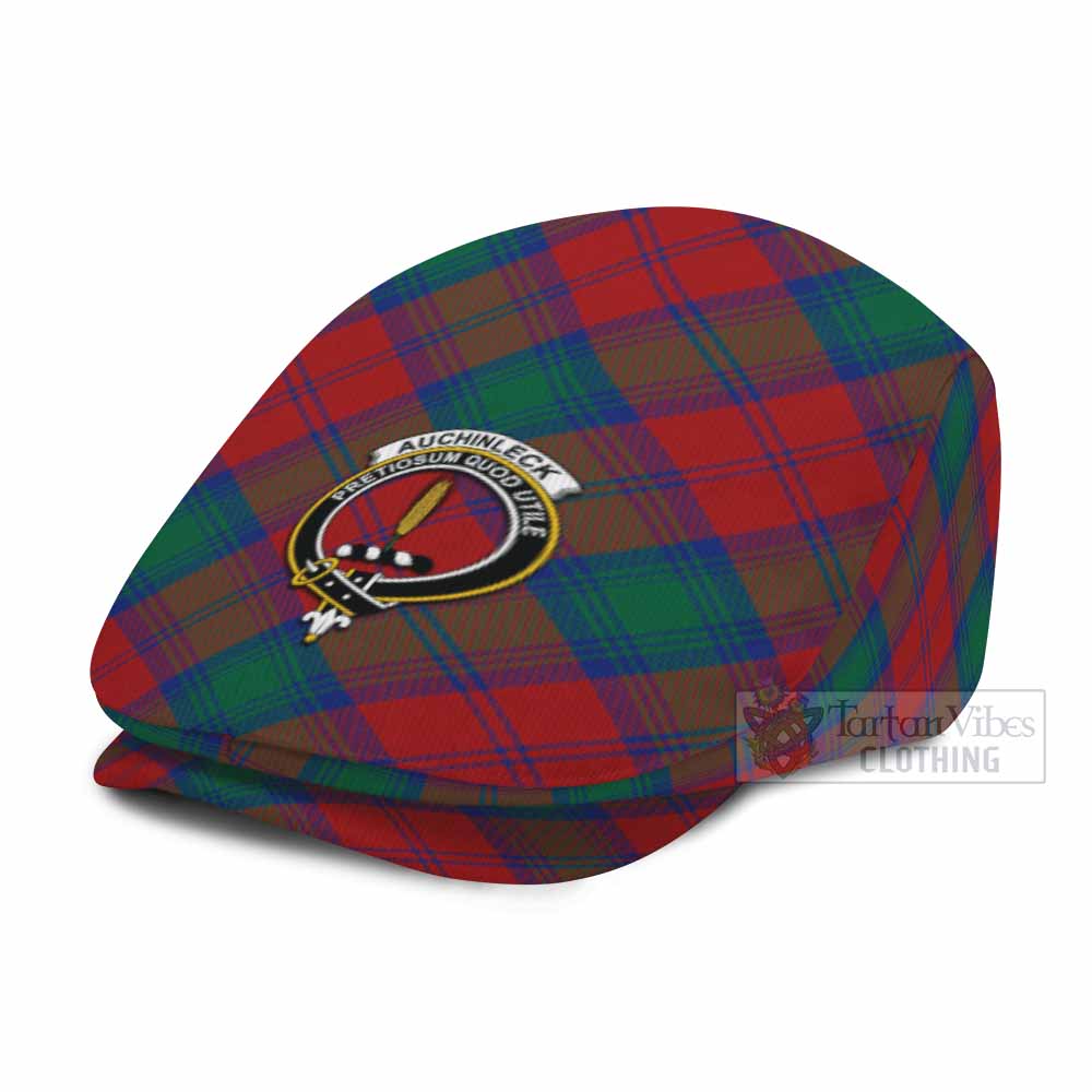 Auchinleck (Affleck) Tartan Flat Cap, Jeff Cap Cross Style with Family Crest - Tartan Vibes Clothing