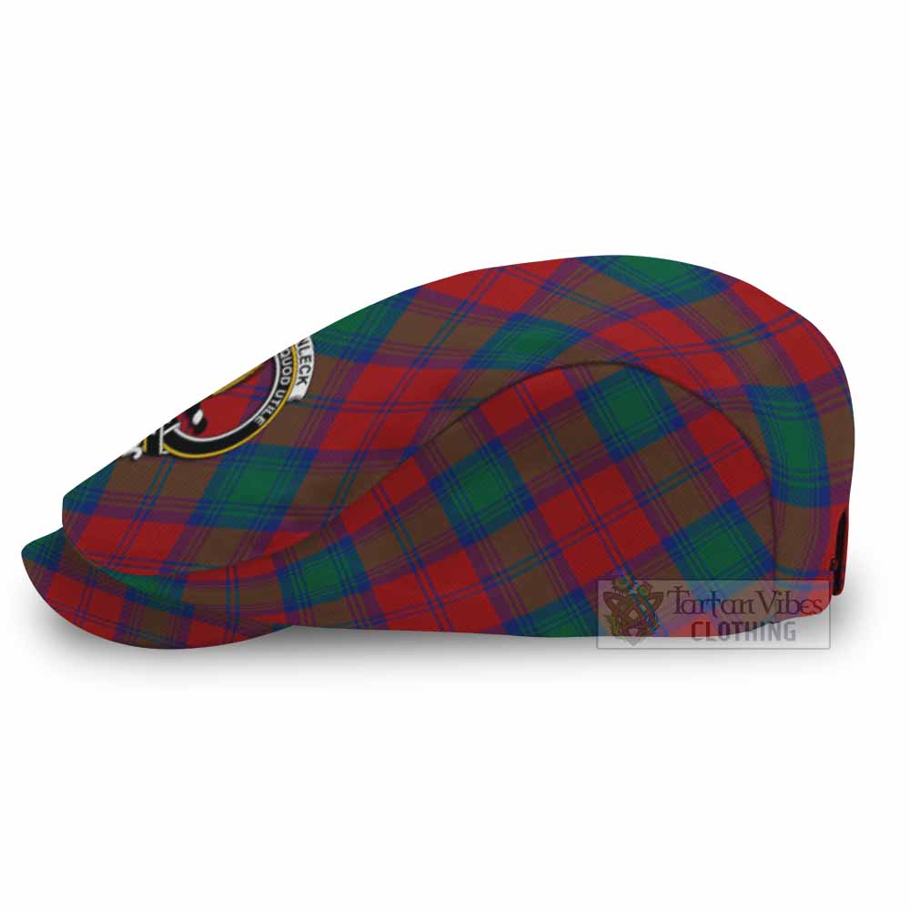 Auchinleck (Affleck) Tartan Flat Cap, Jeff Cap Cross Style with Family Crest - Tartan Vibes Clothing