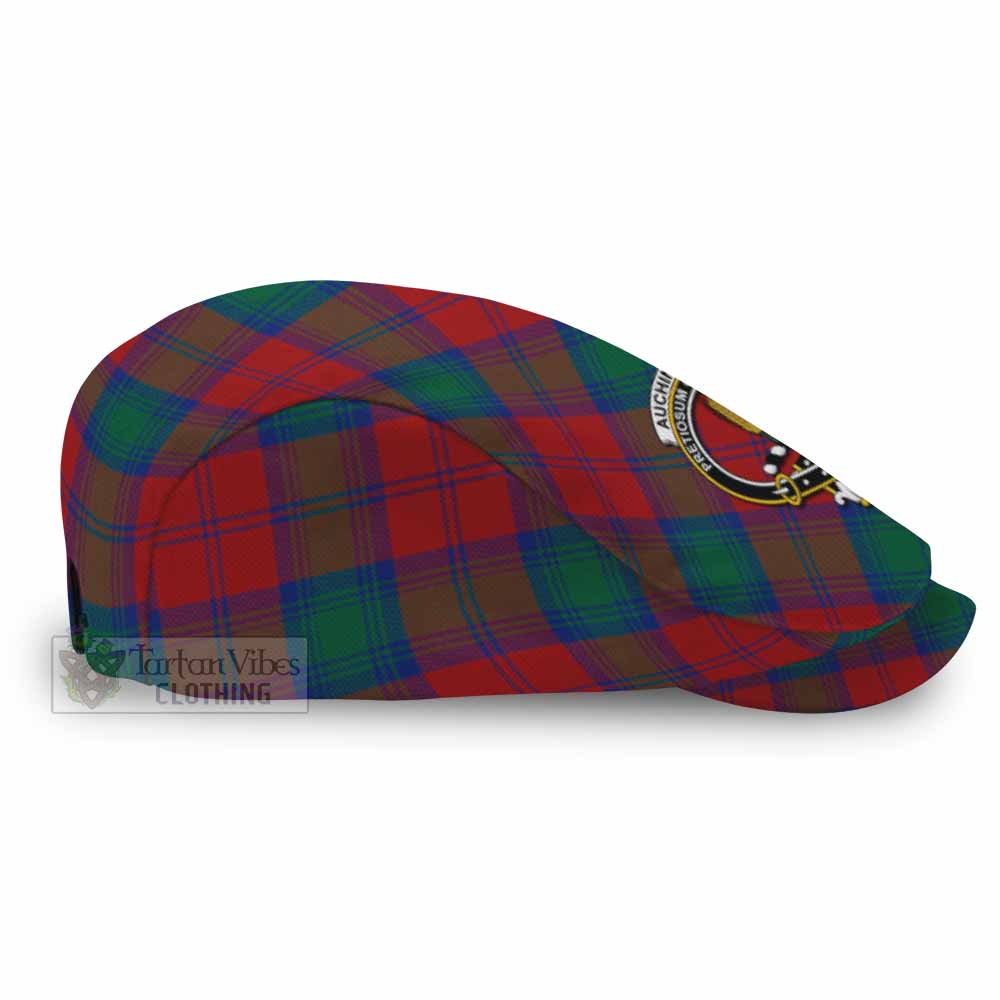 Auchinleck (Affleck) Tartan Flat Cap, Jeff Cap Cross Style with Family Crest - Tartan Vibes Clothing