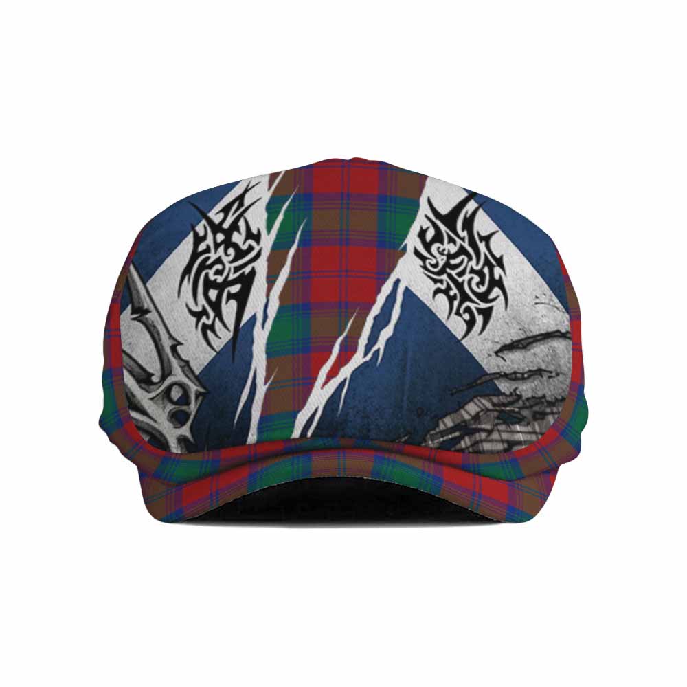 Auchinleck (Affleck) Tartan Flat Cap, Jeff Cap Scotland Flag Ripped Tribal Design