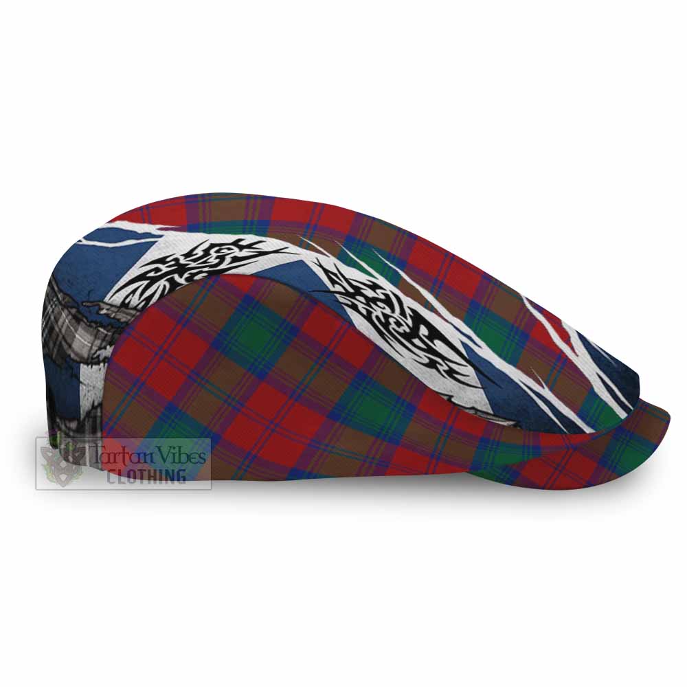 Auchinleck (Affleck) Tartan Flat Cap, Jeff Cap Scotland Flag Ripped Tribal Design